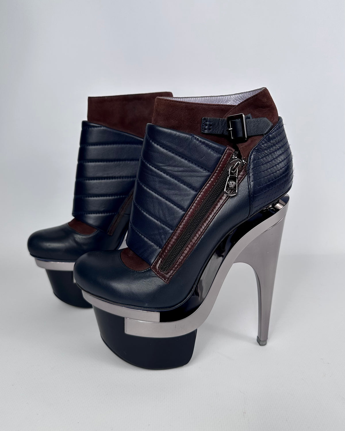 Versace 2010 Triple Platform Booties — 39