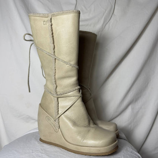 Destroy Vintage Leather Wedge Boots