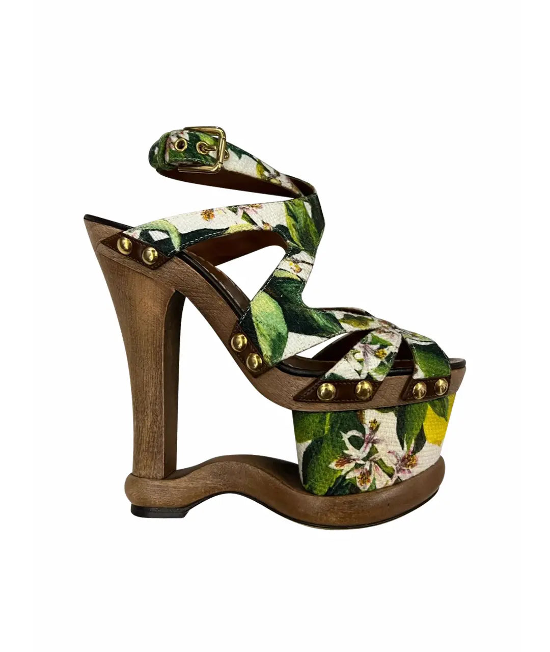 Dolce Gabbana Vintage Floral Cut Out Wedge Heels — 37