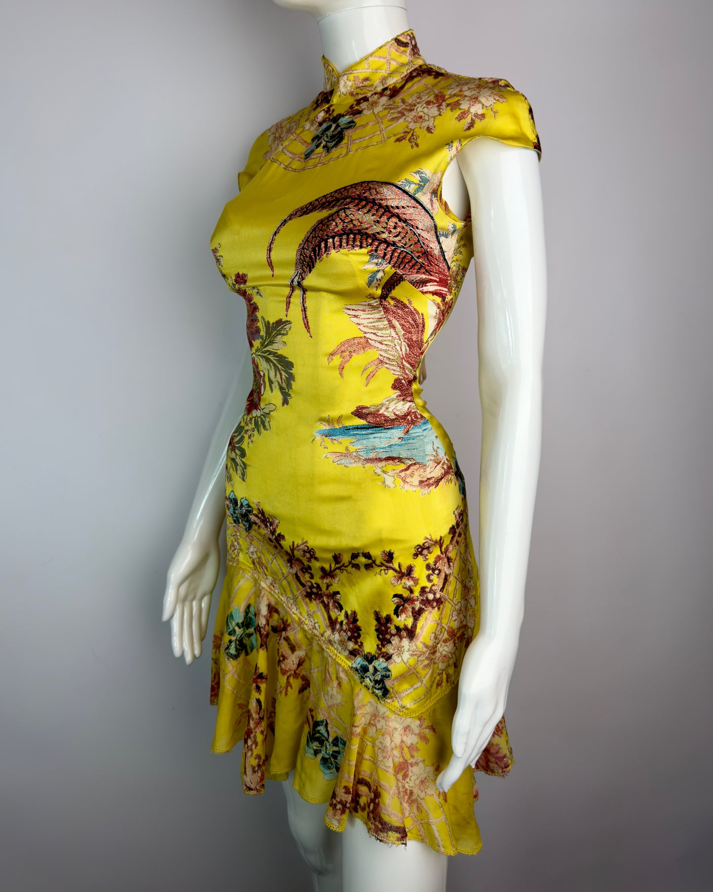 Roberto Cavalli S/S 2003 Iconic Chinoiserie Mini Silk Corset Dress