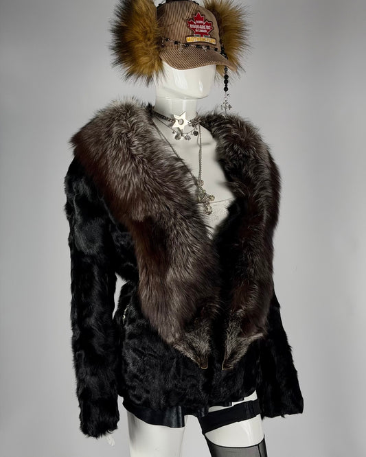 Vintage Fur Leather Jacket — M