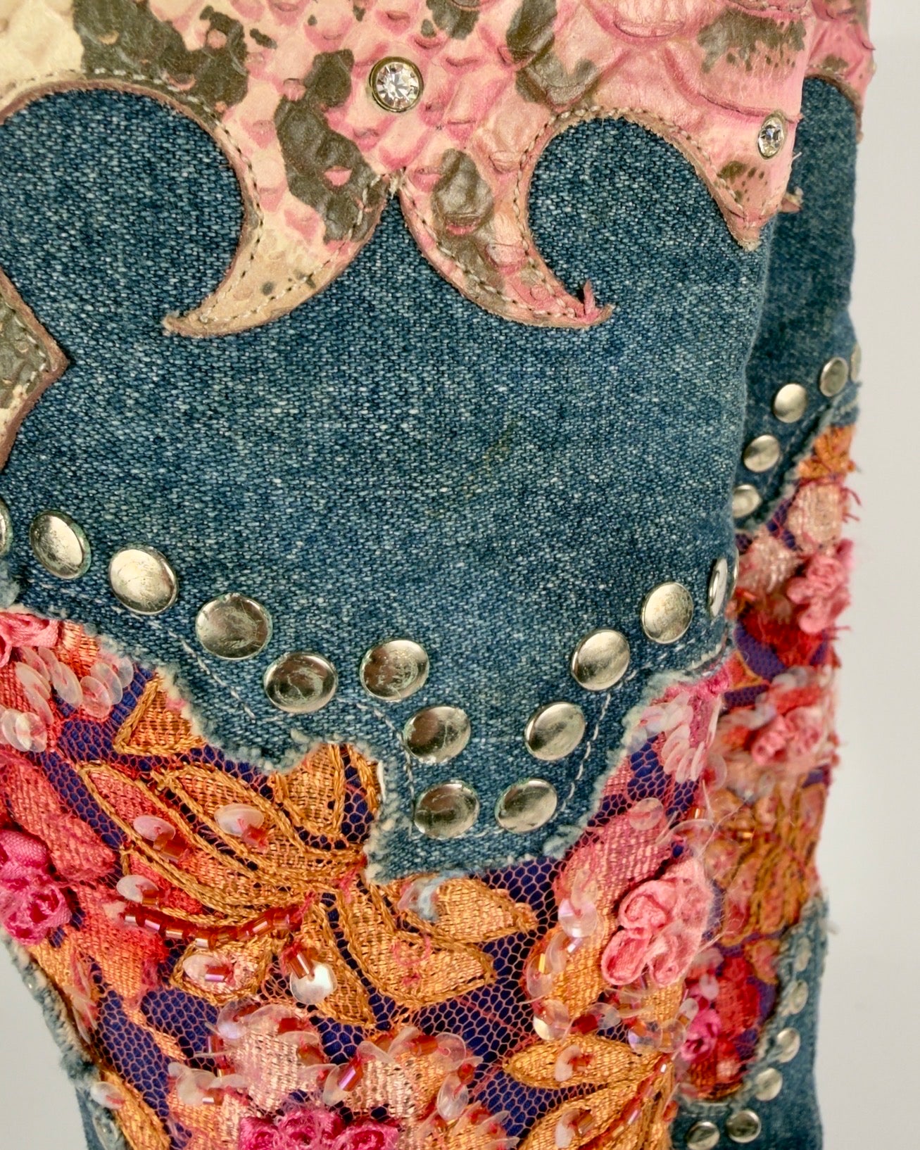 El Dante’s Couture Vintage Denim Boots — 37/38