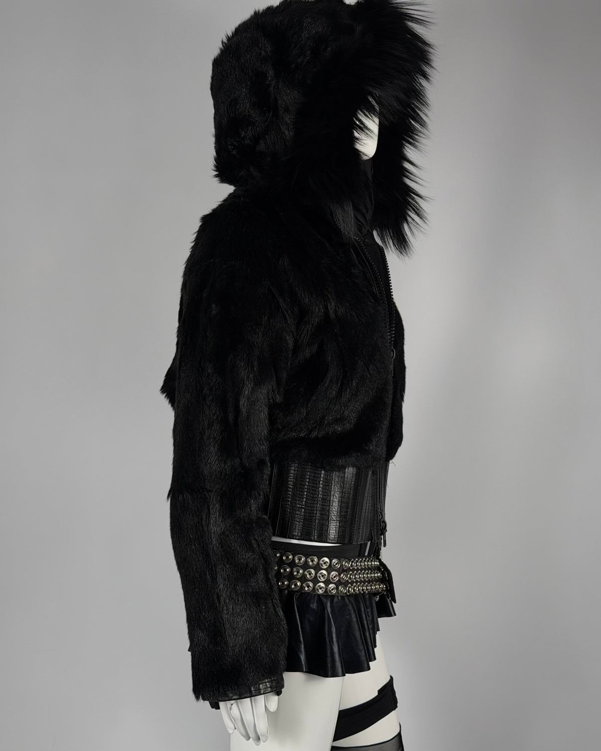 Vintage “Corset” Fur Leather Jacket Reversible — M/L