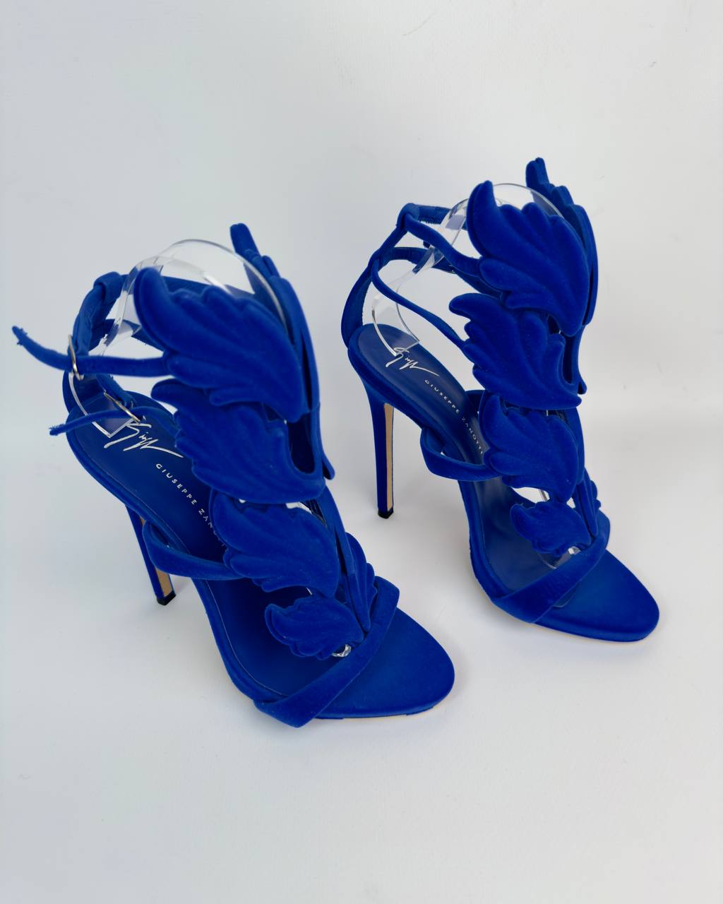 Giuseppe Zanotti Cruel Summer Blue Velvet Heels — 37