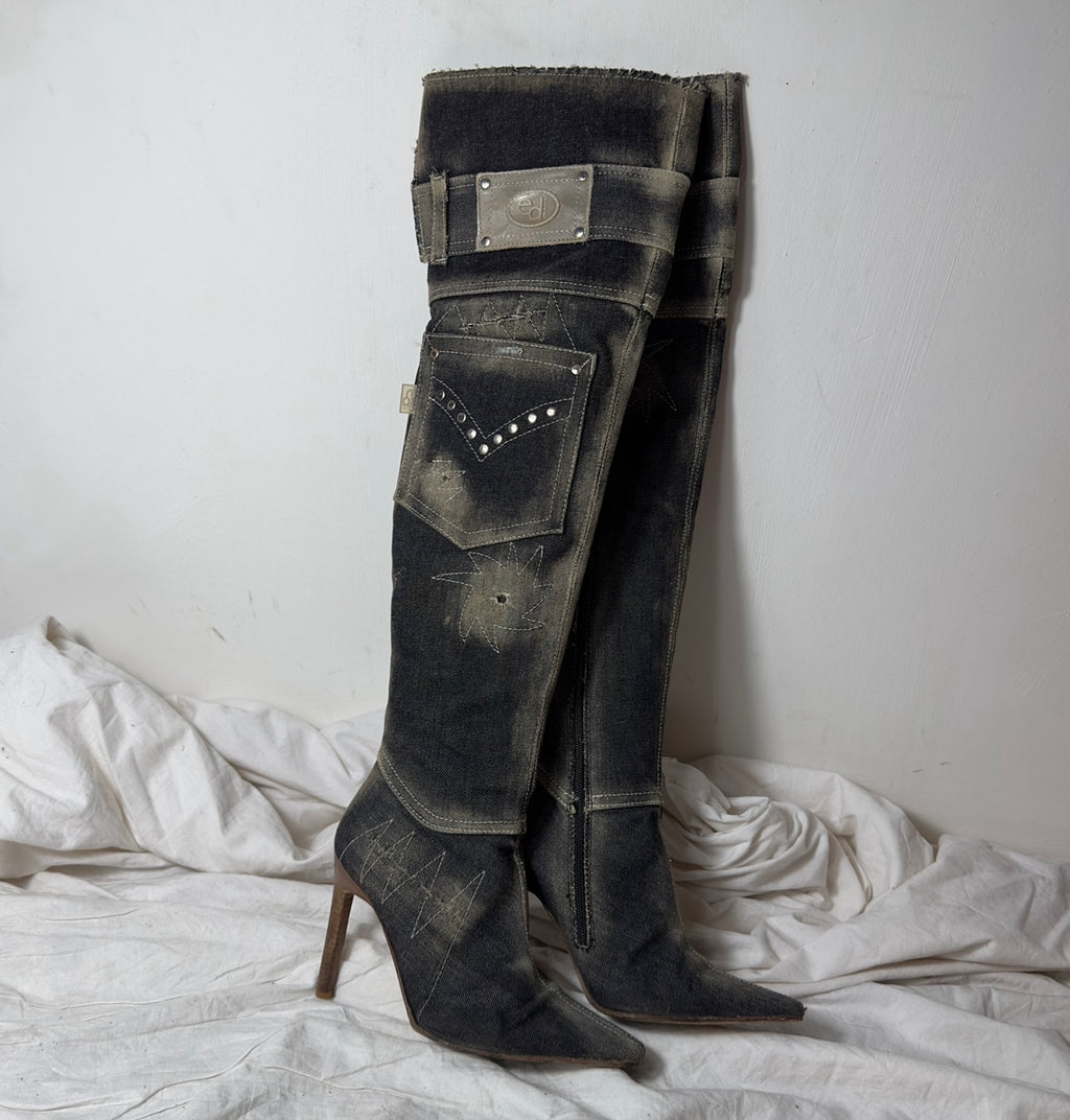 El Dante’s Over The Knee Denim Boots — 40/41