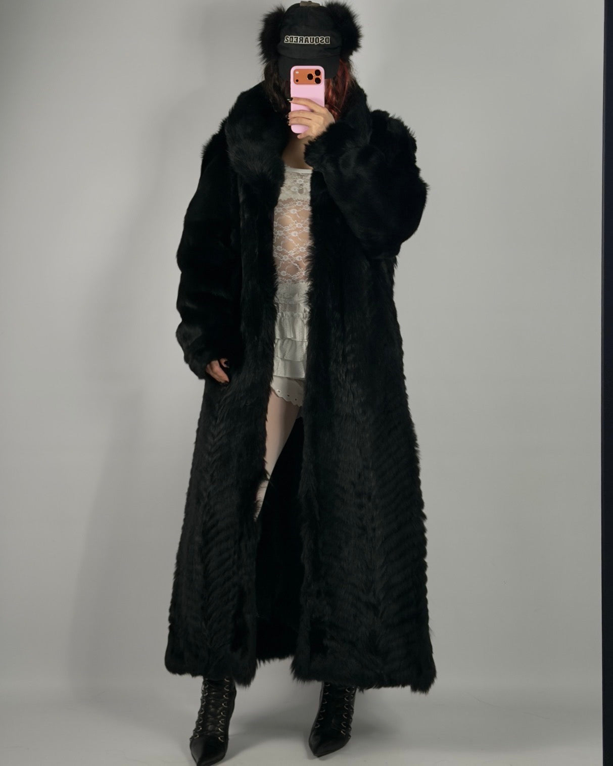 Vintage Long Black Fur Coat — S/L