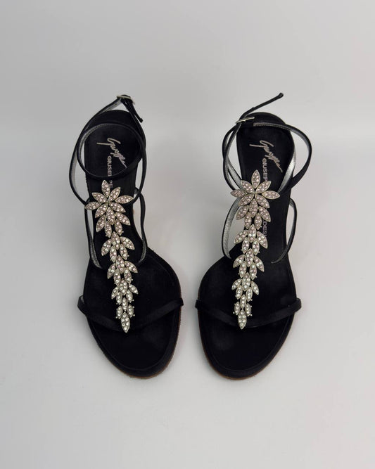 Giuseppe Zanotti Vintage Gem Flower Heels — 38.5