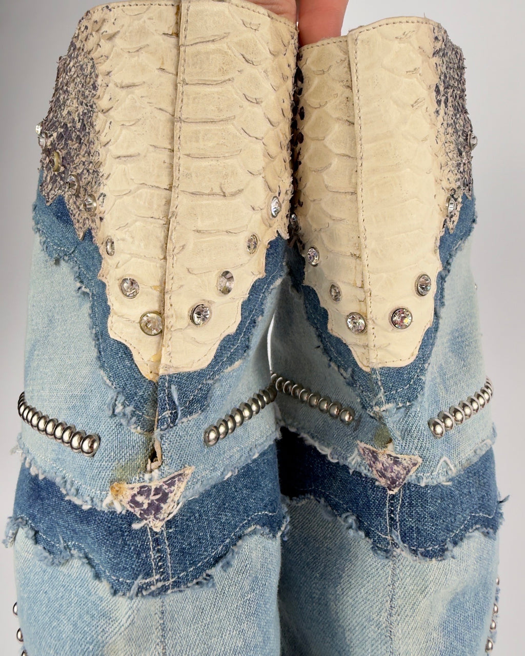 El Dante’s Couture Vintage Denim Boots — 38/39