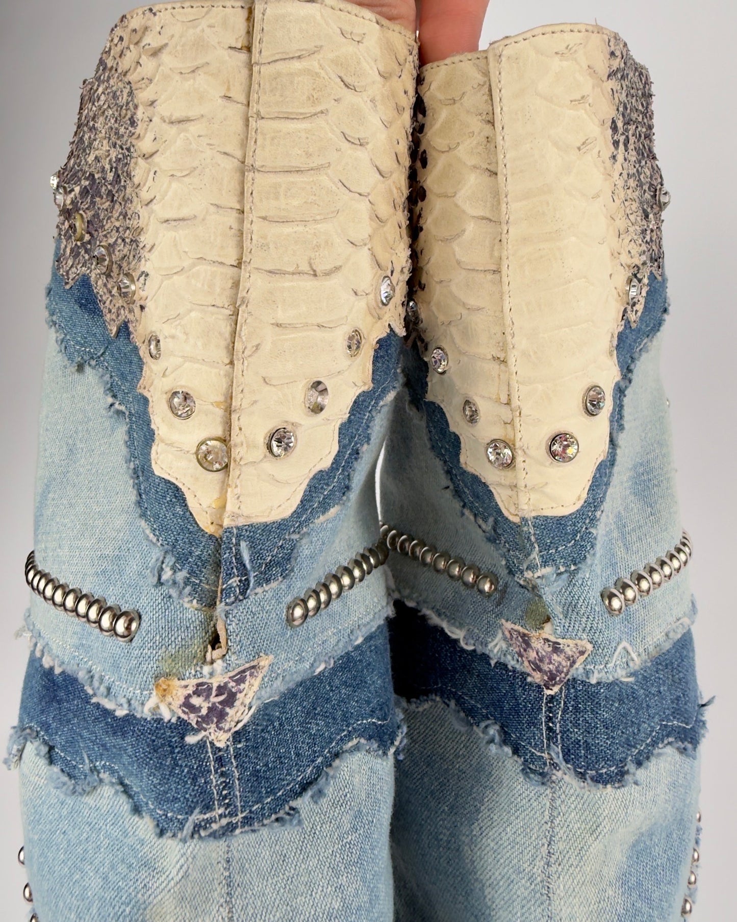 El Dante’s Couture Vintage Denim Boots — 38/39