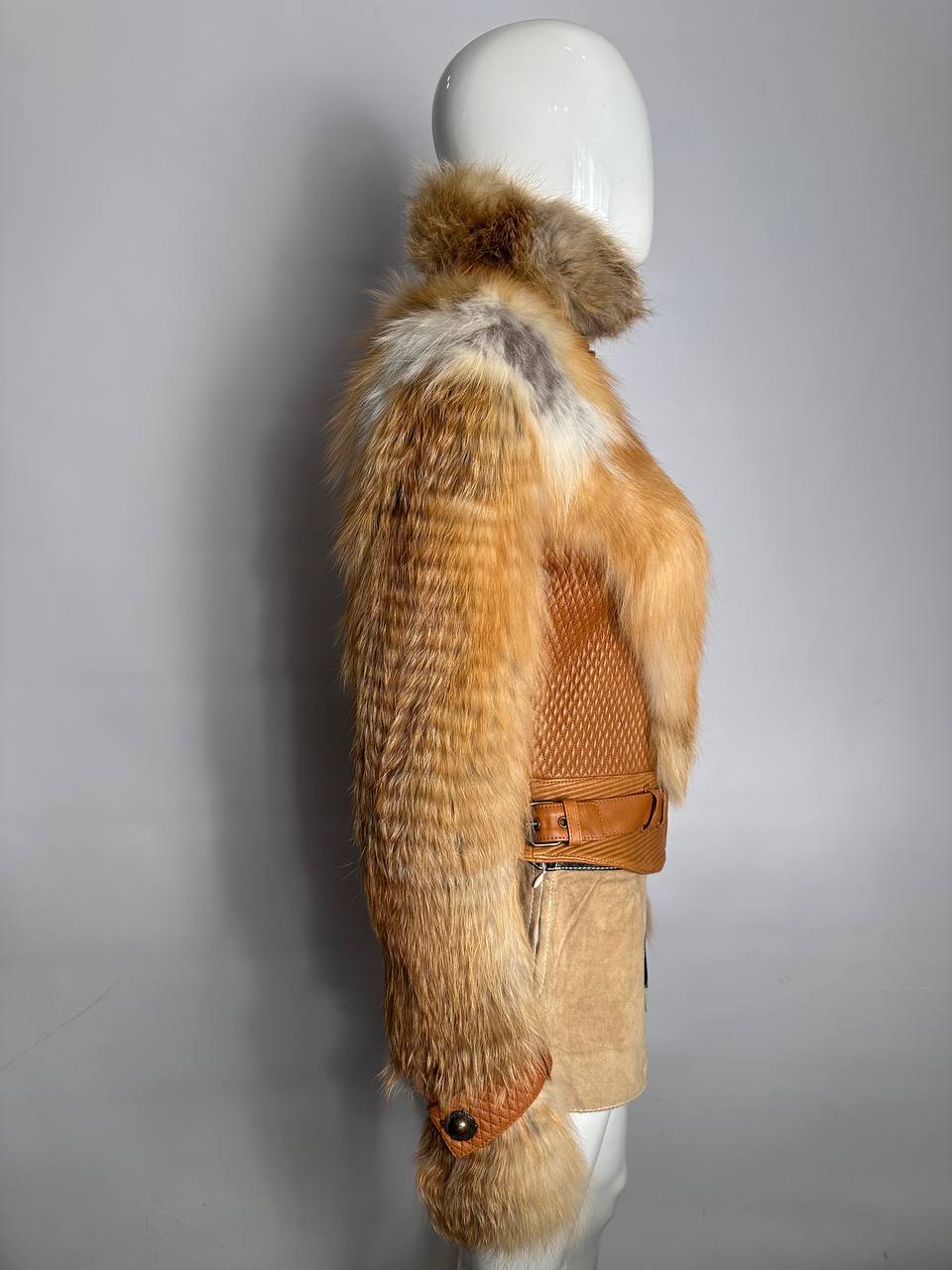 Roberto Cavalli A/W 2007 Leather Genuine Fox Fur Moto Jacket