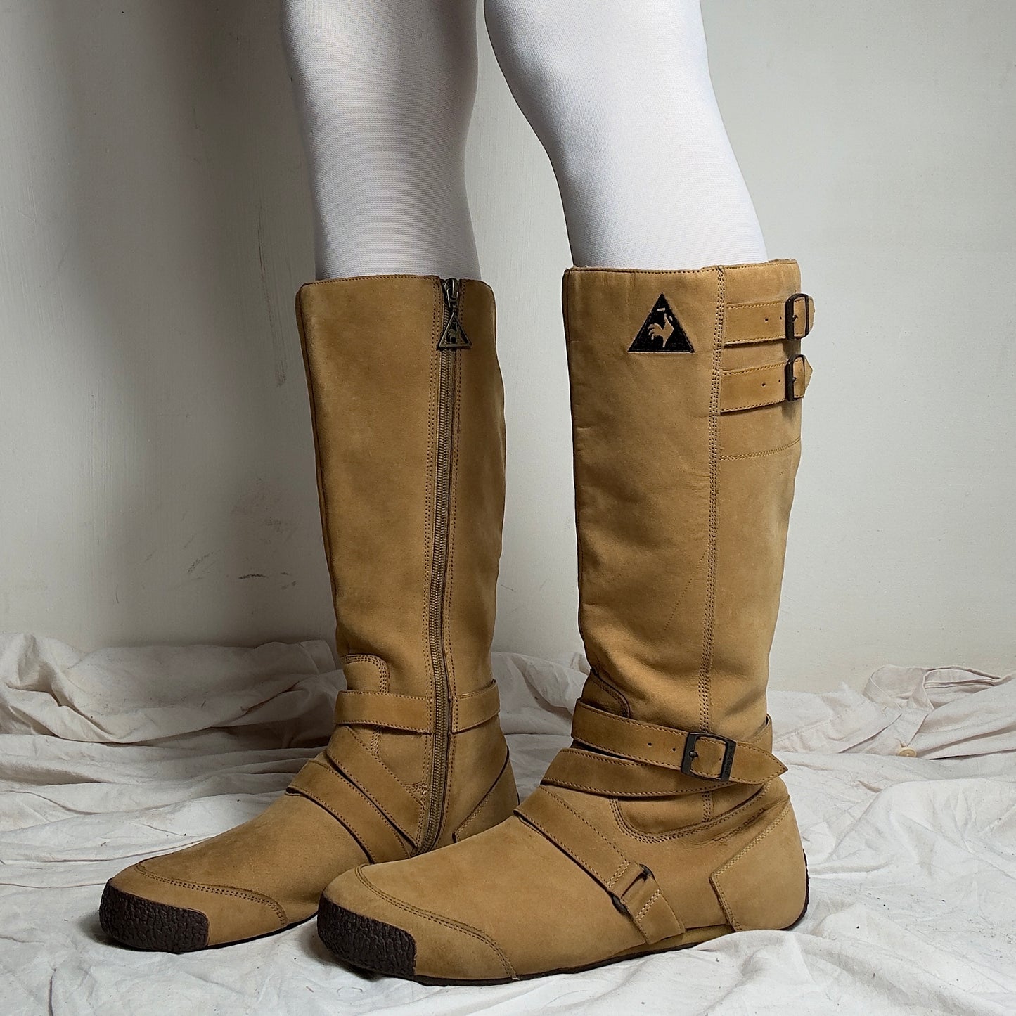 Le Coq Sportif Vintage Leather Moto Biker Boots 40