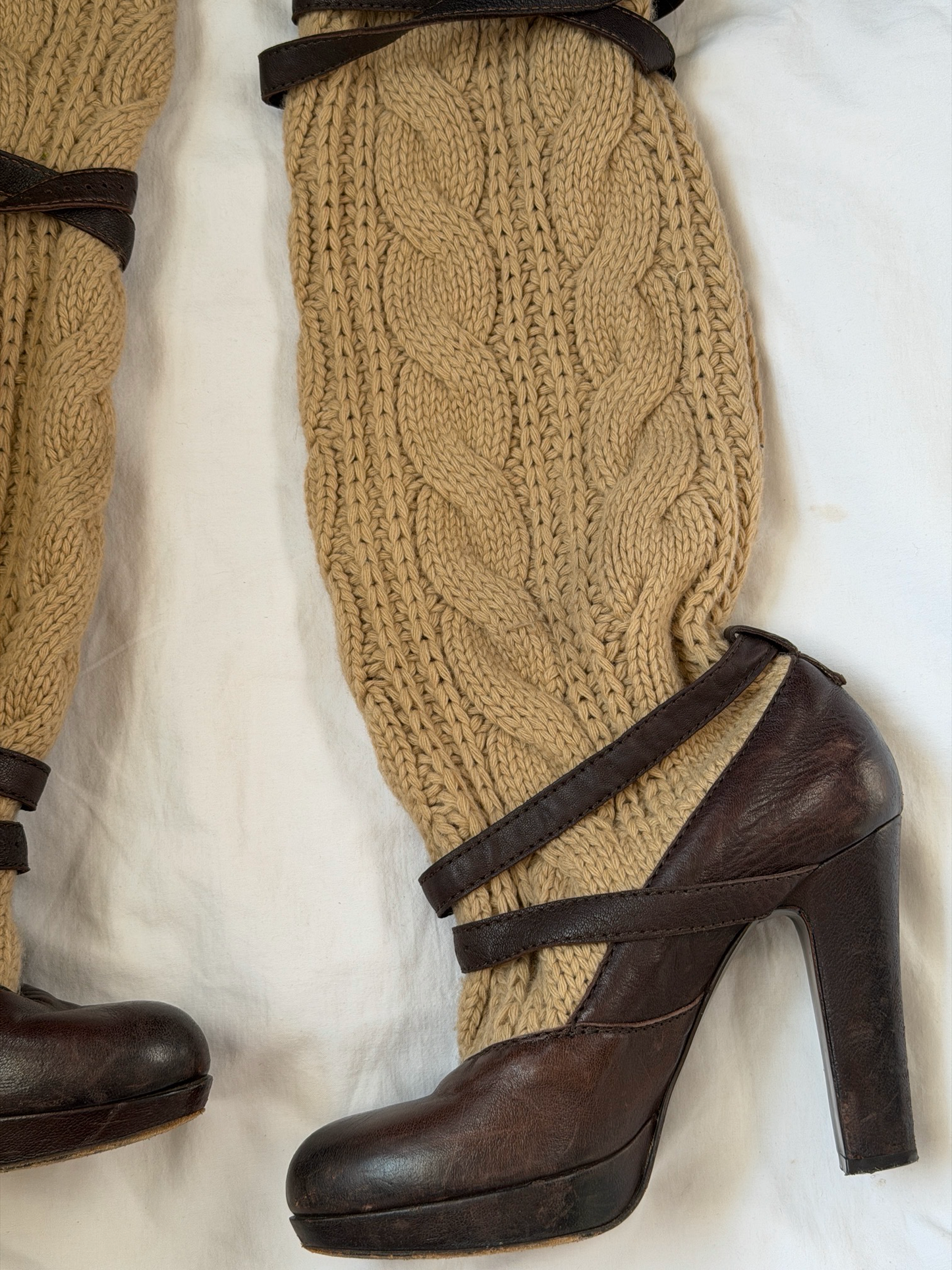 Vintage Knit Buckle Boots — 38/39