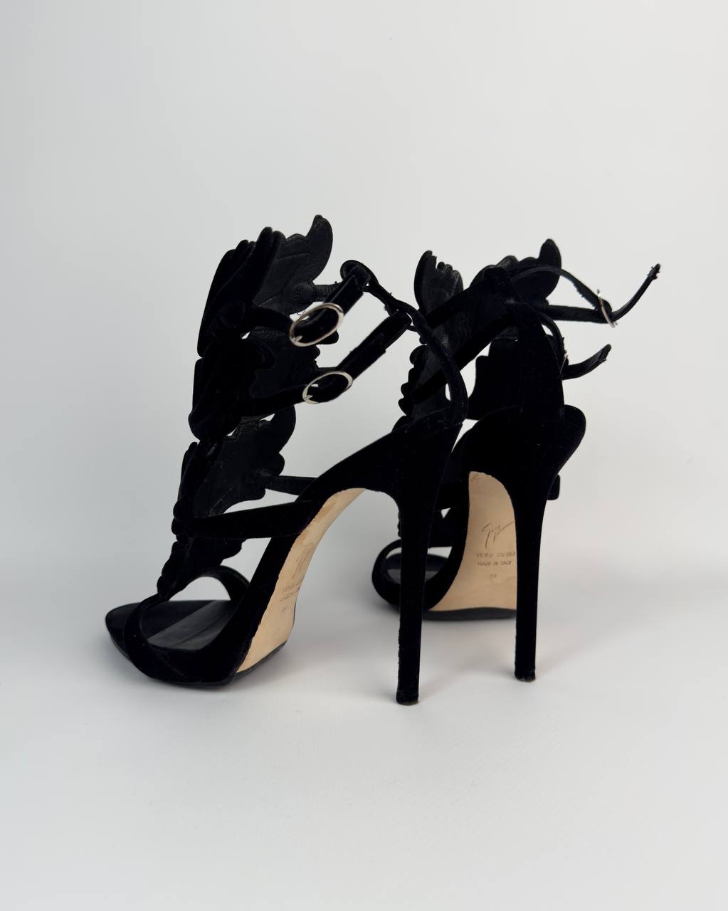 Giuseppe Zanotti Cruel Summer Black Velvet Heels — 38