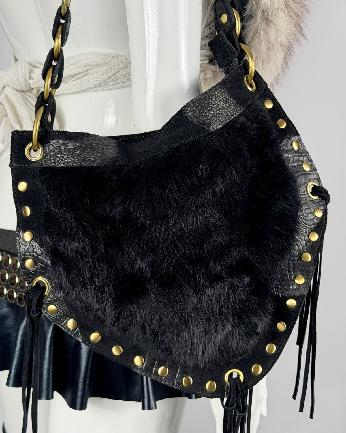Vintage Fur Leather Bag