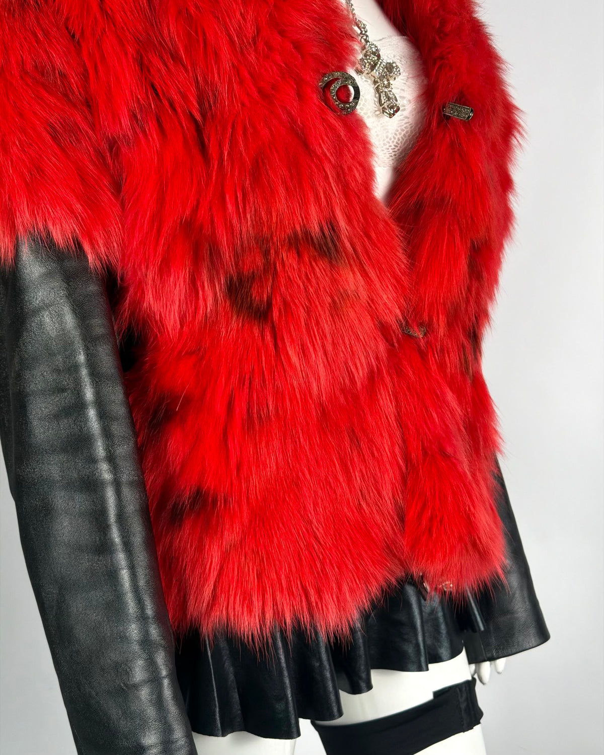 Vintage Fur Leather Jacket — M/L