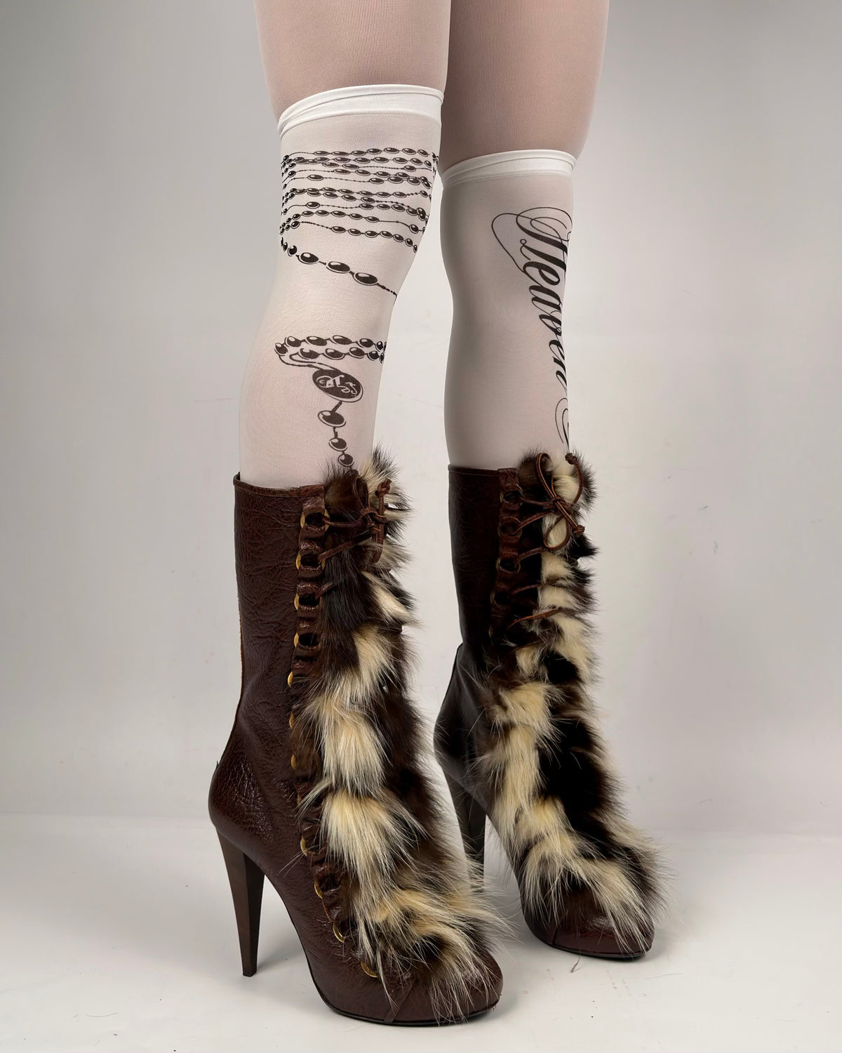 Roberto Cavalli Vintage Leather Fur Boots — 39