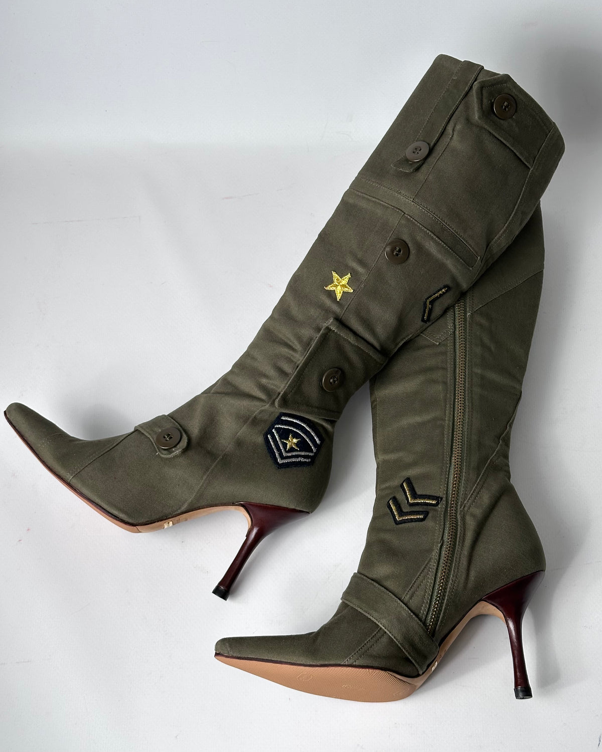 Dolce Gabbana Vintage Khaki Military Boots — 36
