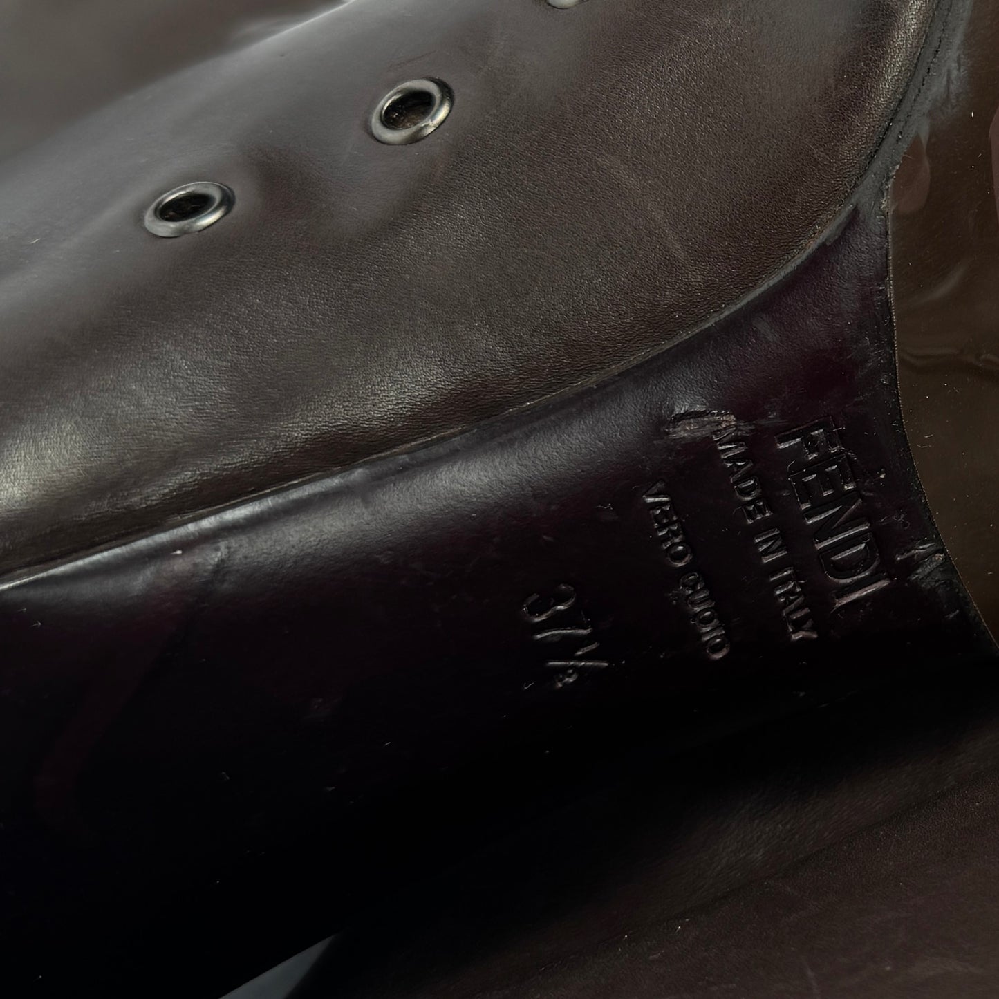 Fendi Brown Leather Kitten Heel Tube Boots — 37.5