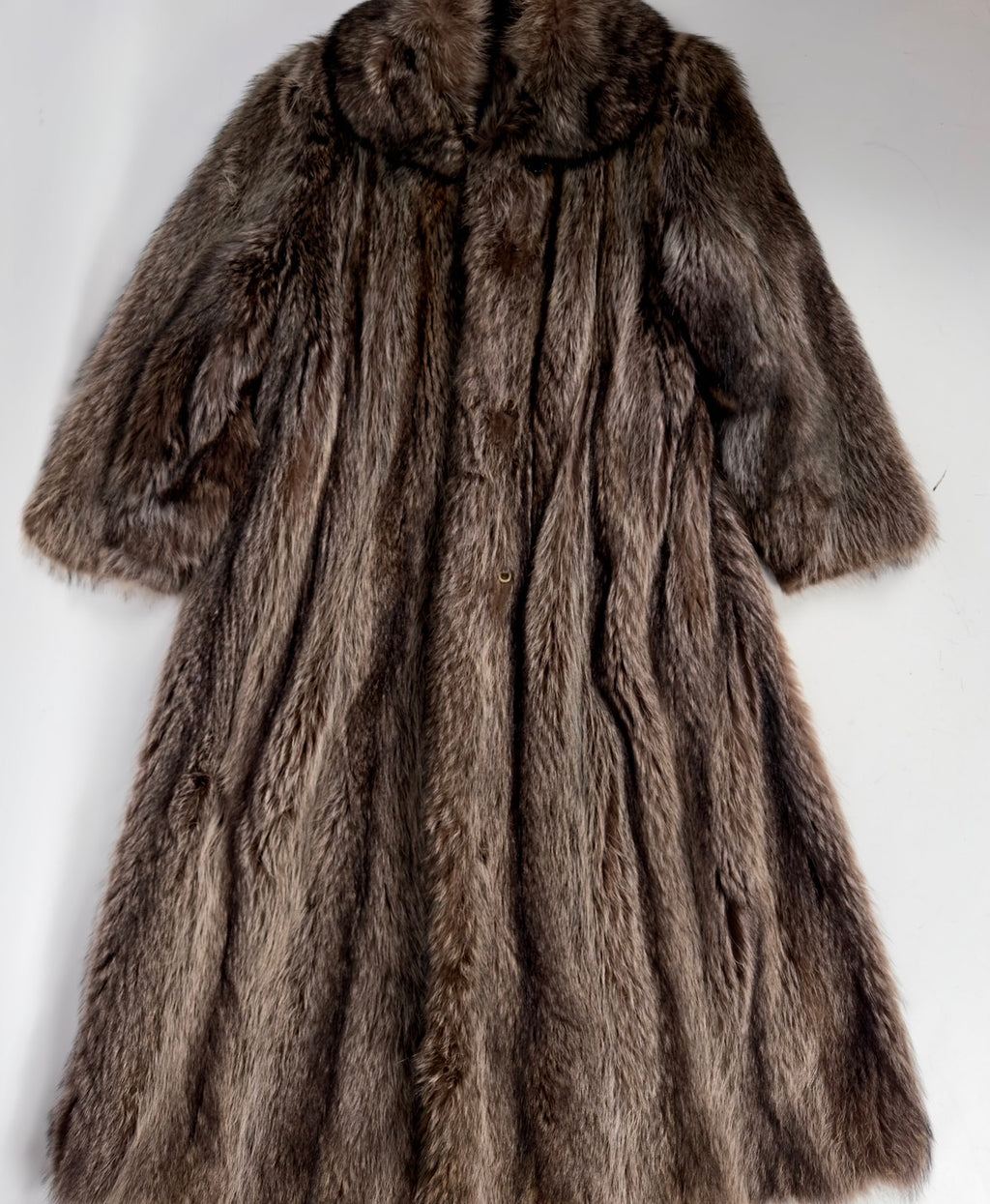 Vintage Brown Long Fur Coat — S/L