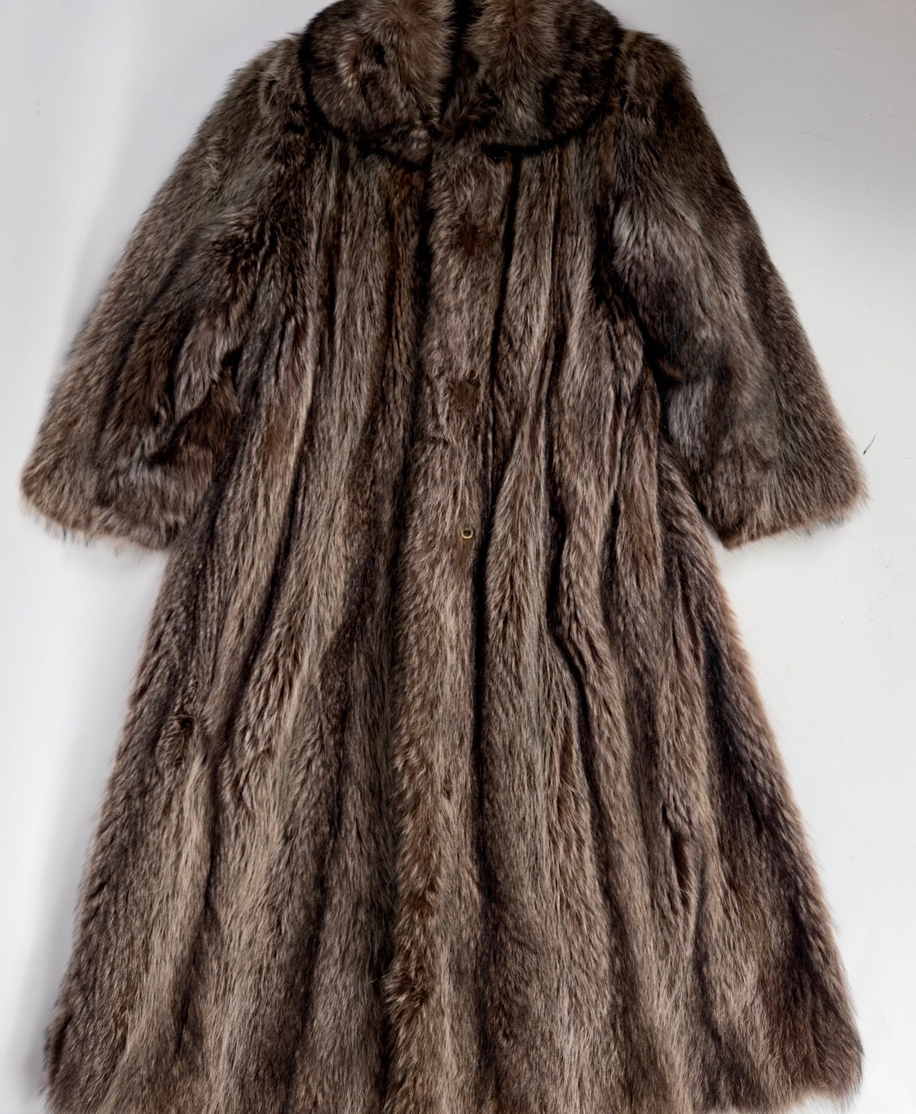 Vintage Brown Long Fur Coat — S/L