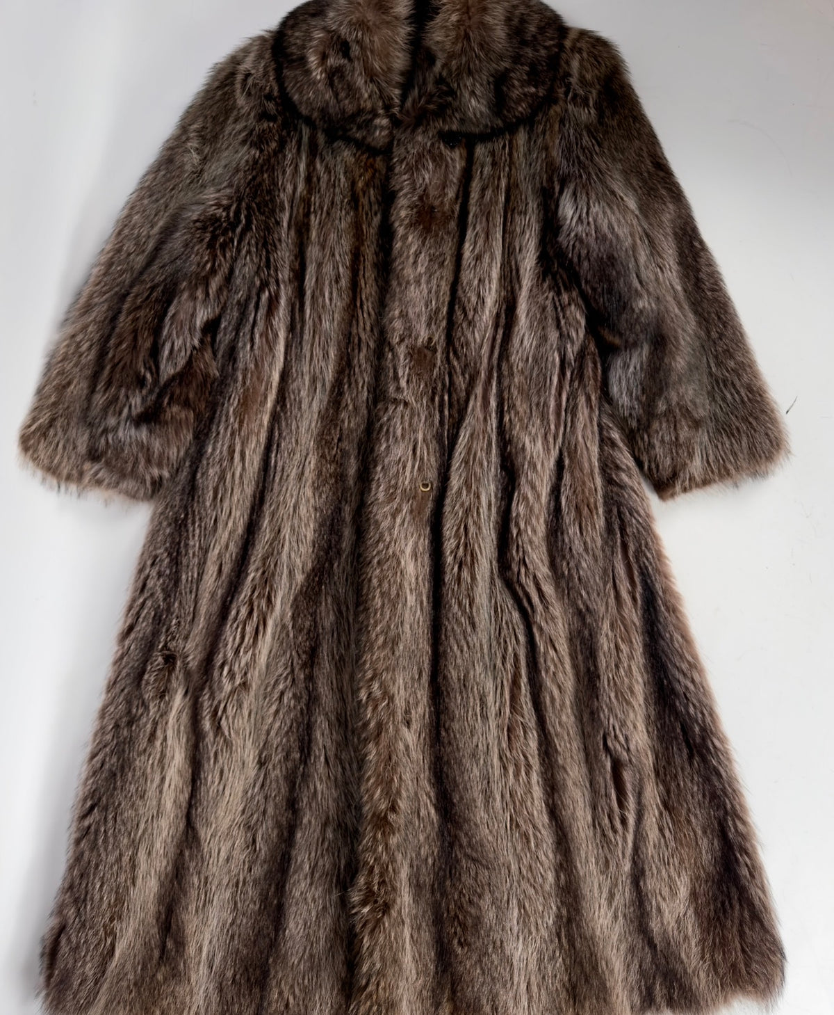 Vintage Brown Long Fur Coat — S/L