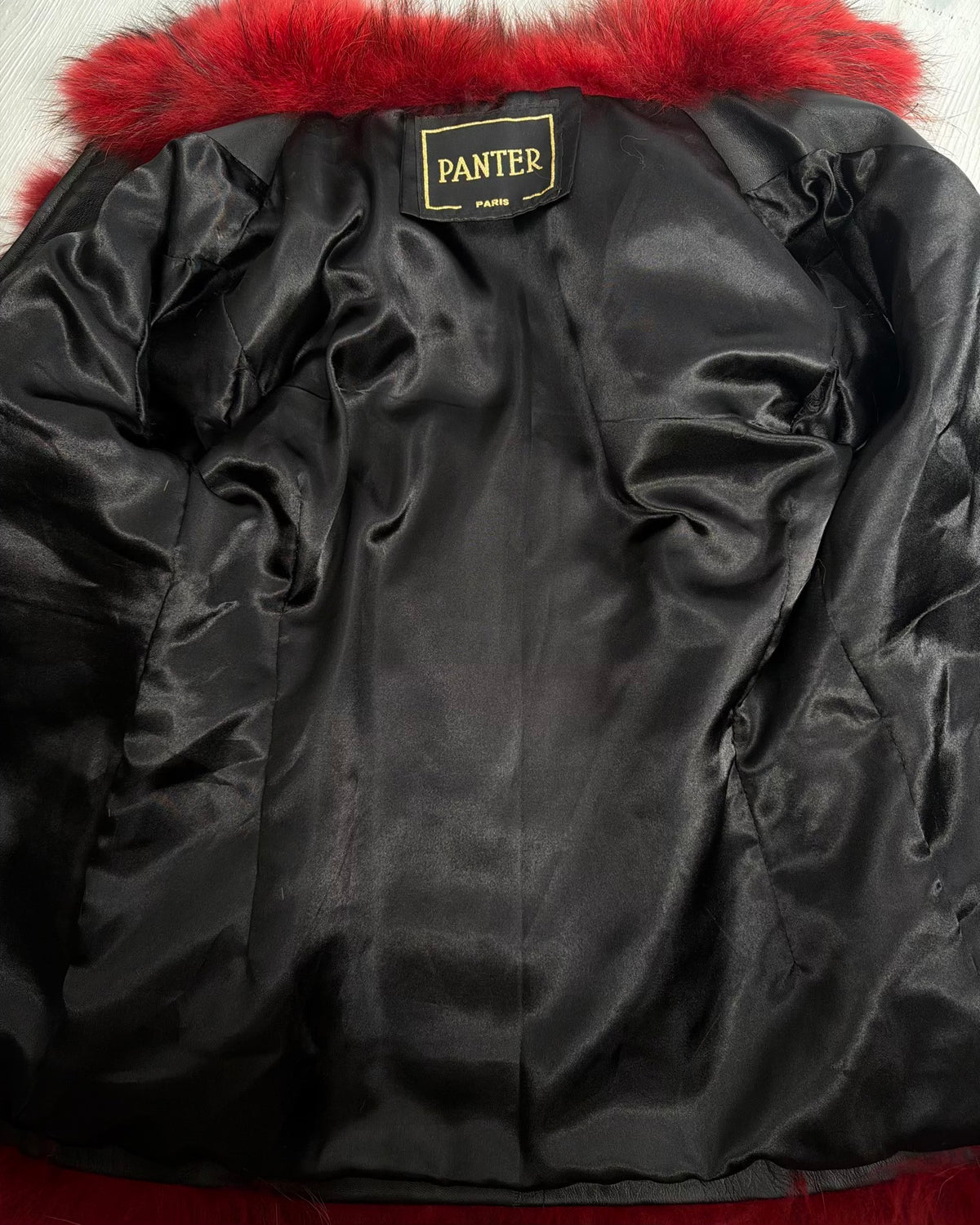 Vintage Fur Red Leather Jacket — M/L
