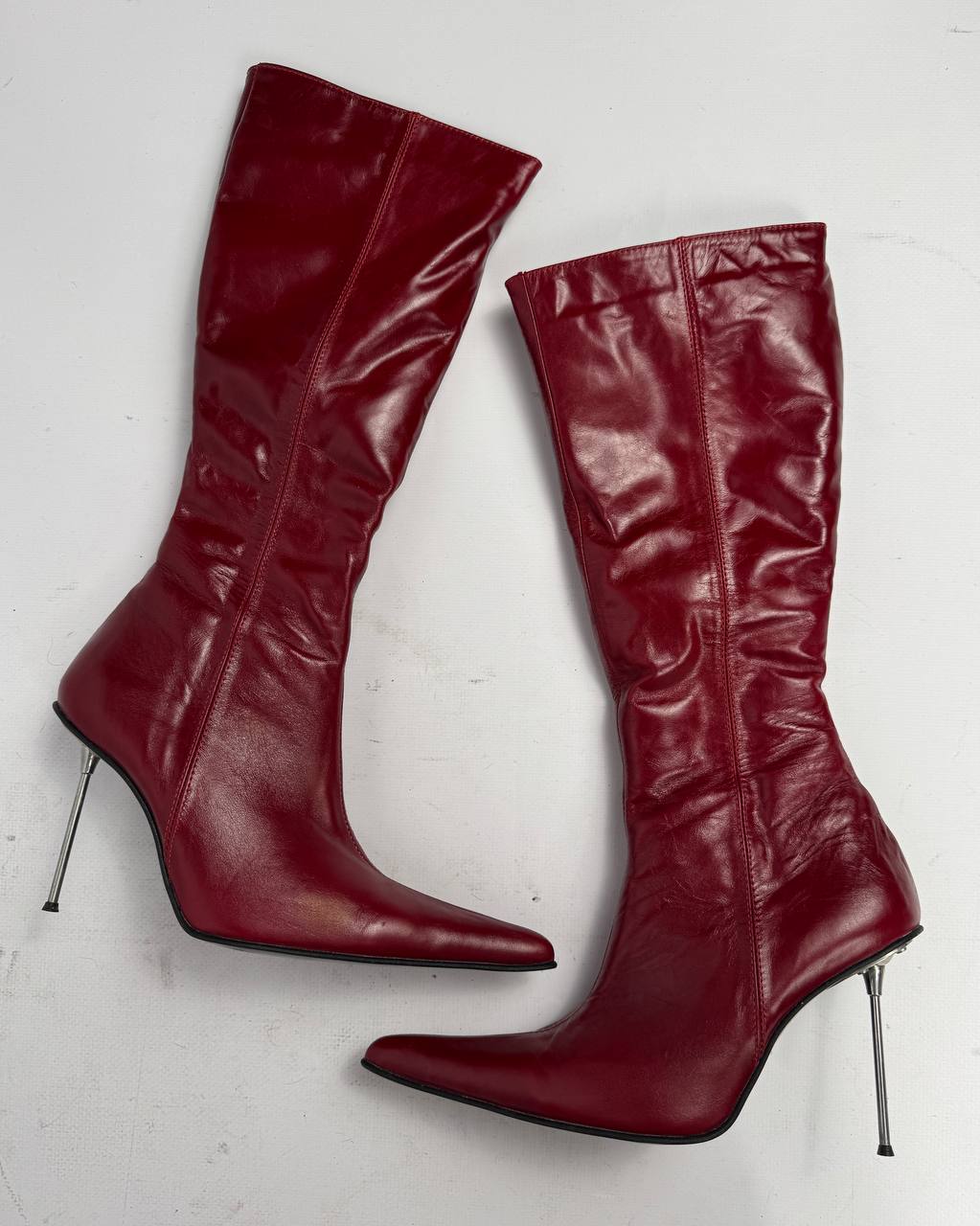 Vintage Red Leather Winter Boots — 40/40.5