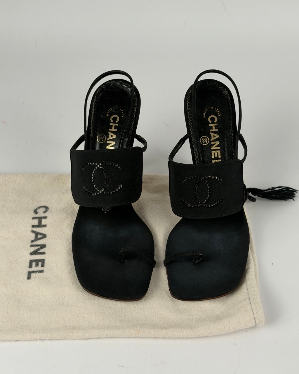 Chanel Cruise 2001 Crystal Logo Slingback Heels — 39/40