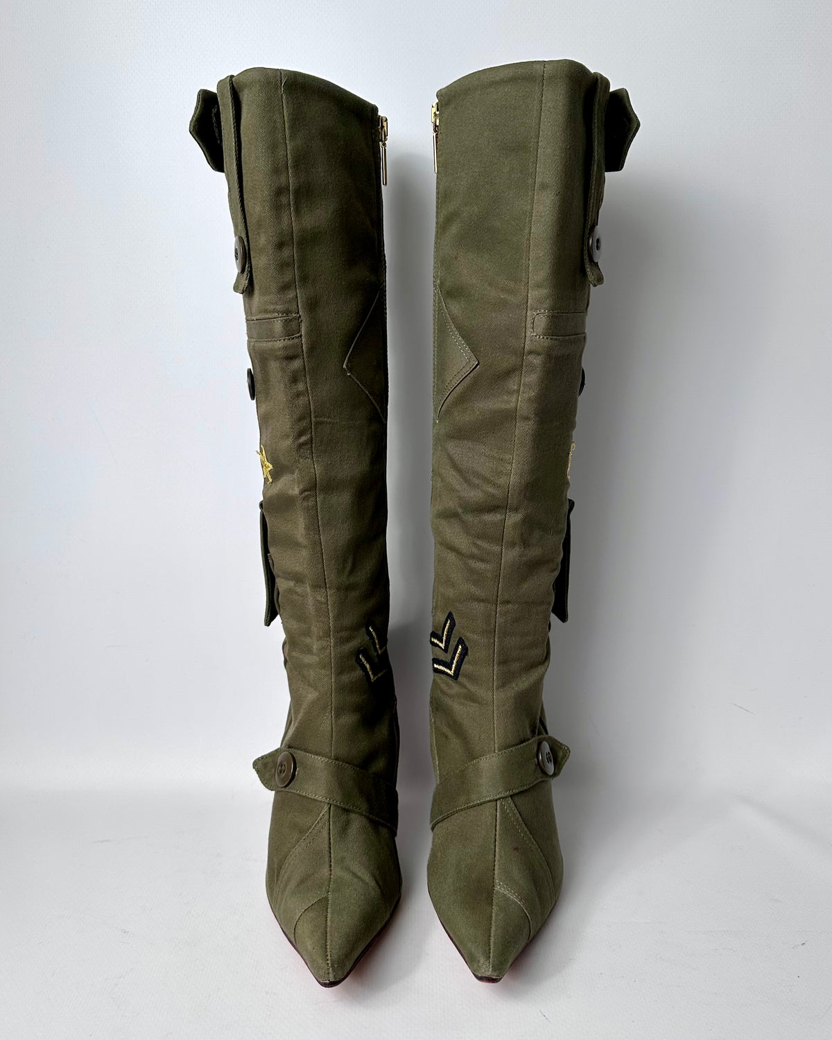 Dolce Gabbana Vintage Khaki Military Boots — 36