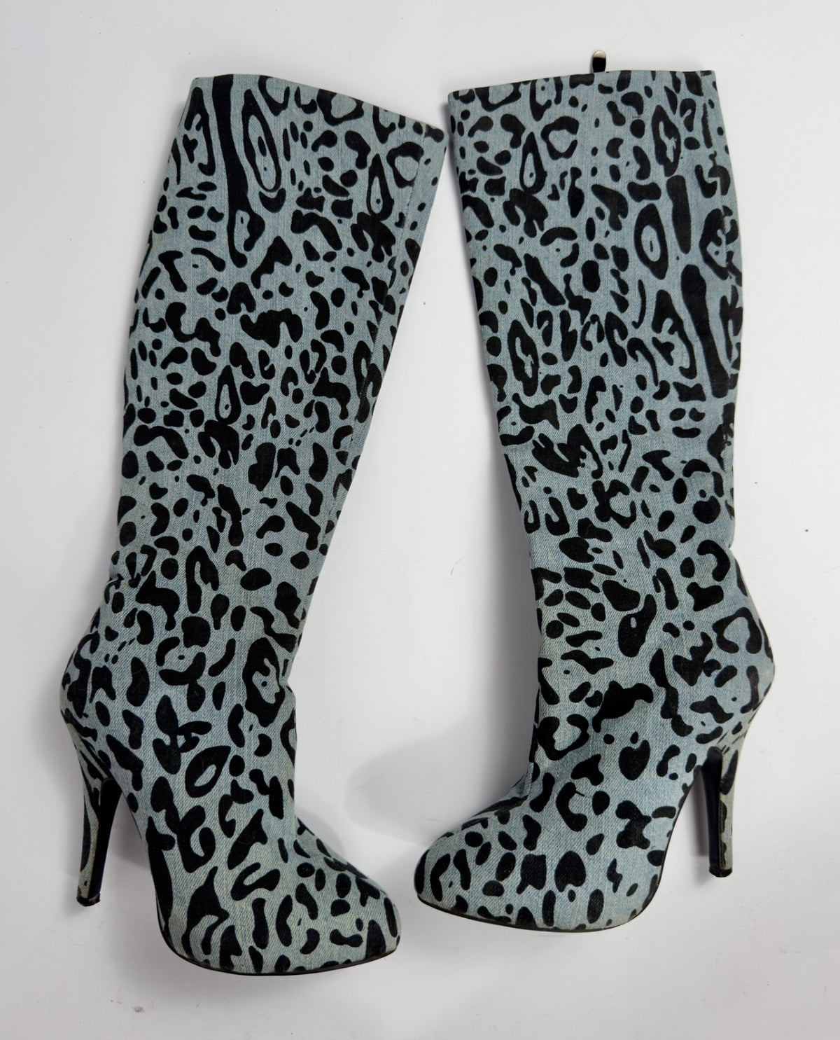 D&G Denim Leopard Boots — 37/37.5