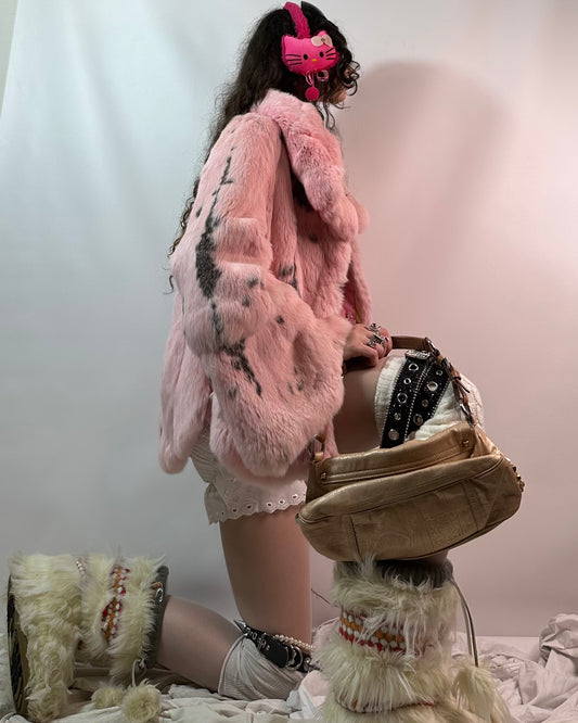 Vintage Mini Pink Fur Coat