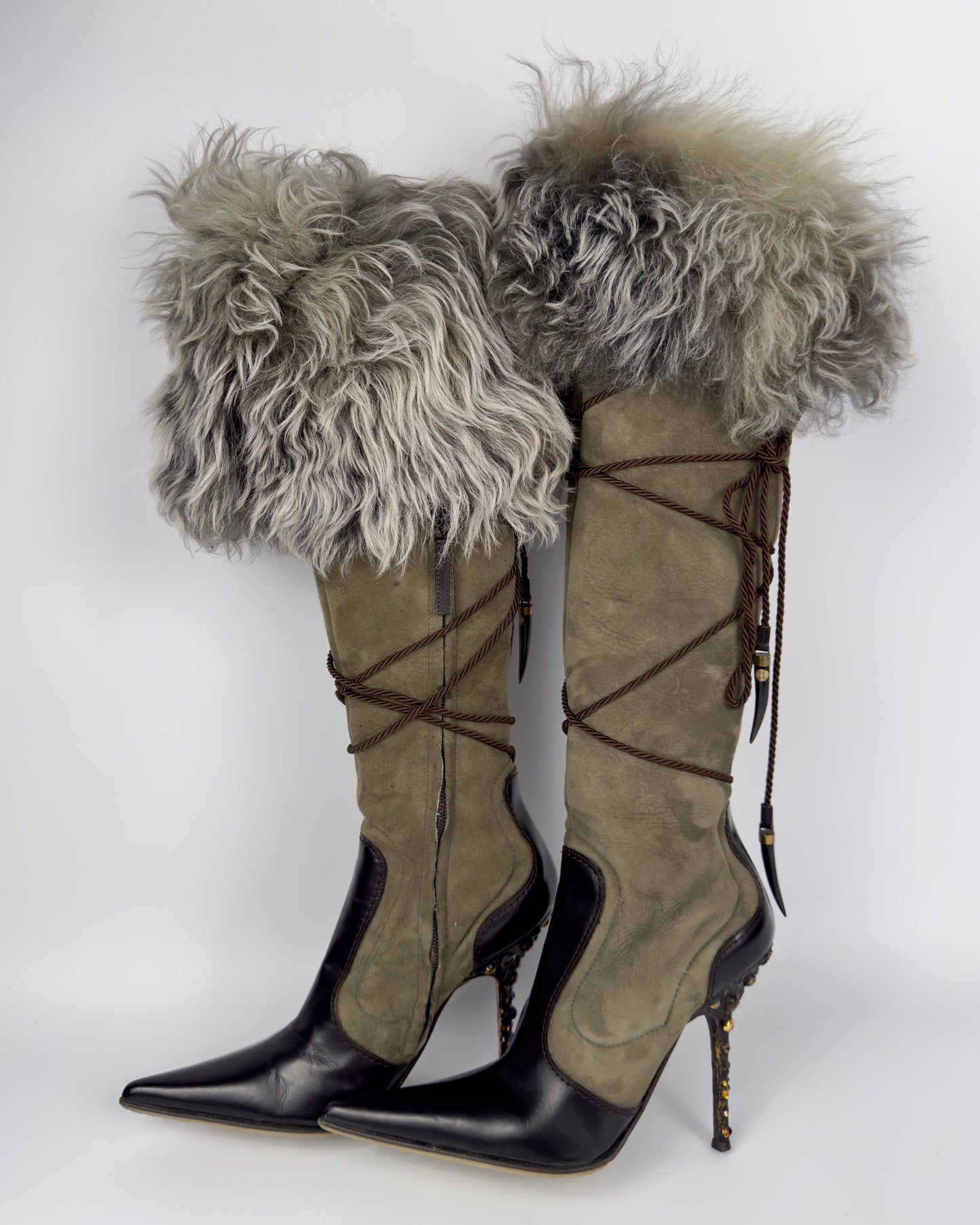 Vicini Italian Vintage Fur Boots — 36