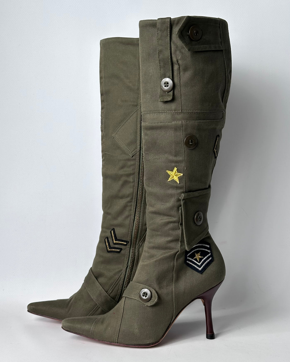 Dolce Gabbana Vintage Khaki Military Boots — 36