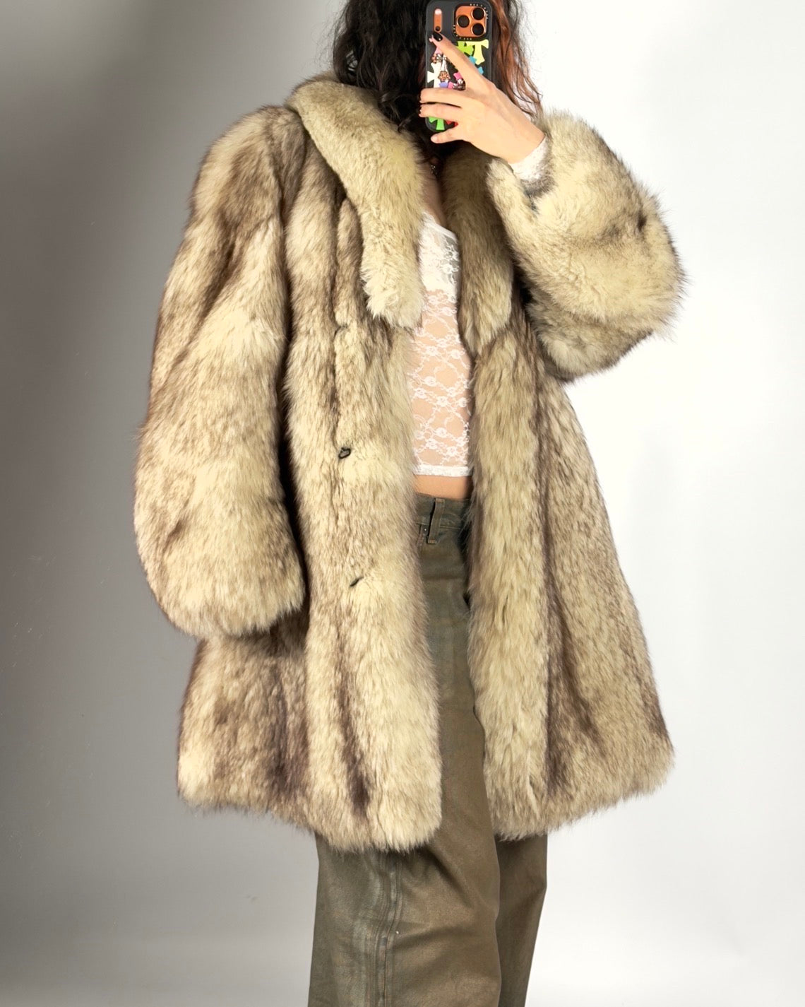 Vintage Arctic Fox Luxurious Fluffy Fur Coat