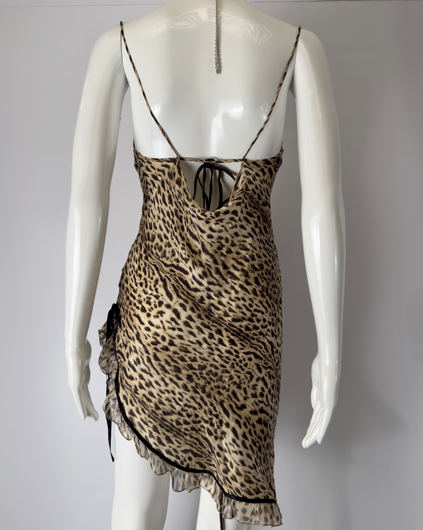 Roberto Cavalli early 2000s Leopard Silk Mini Dress