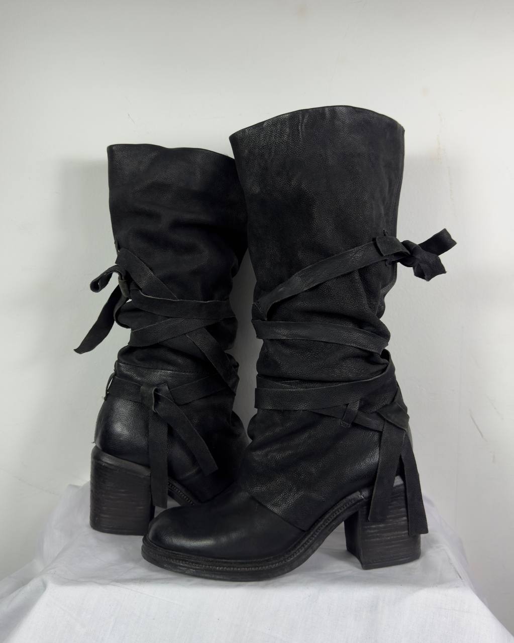 AS98 Vintage Leather Slouch Wrap Mummy Boots 40/40.5