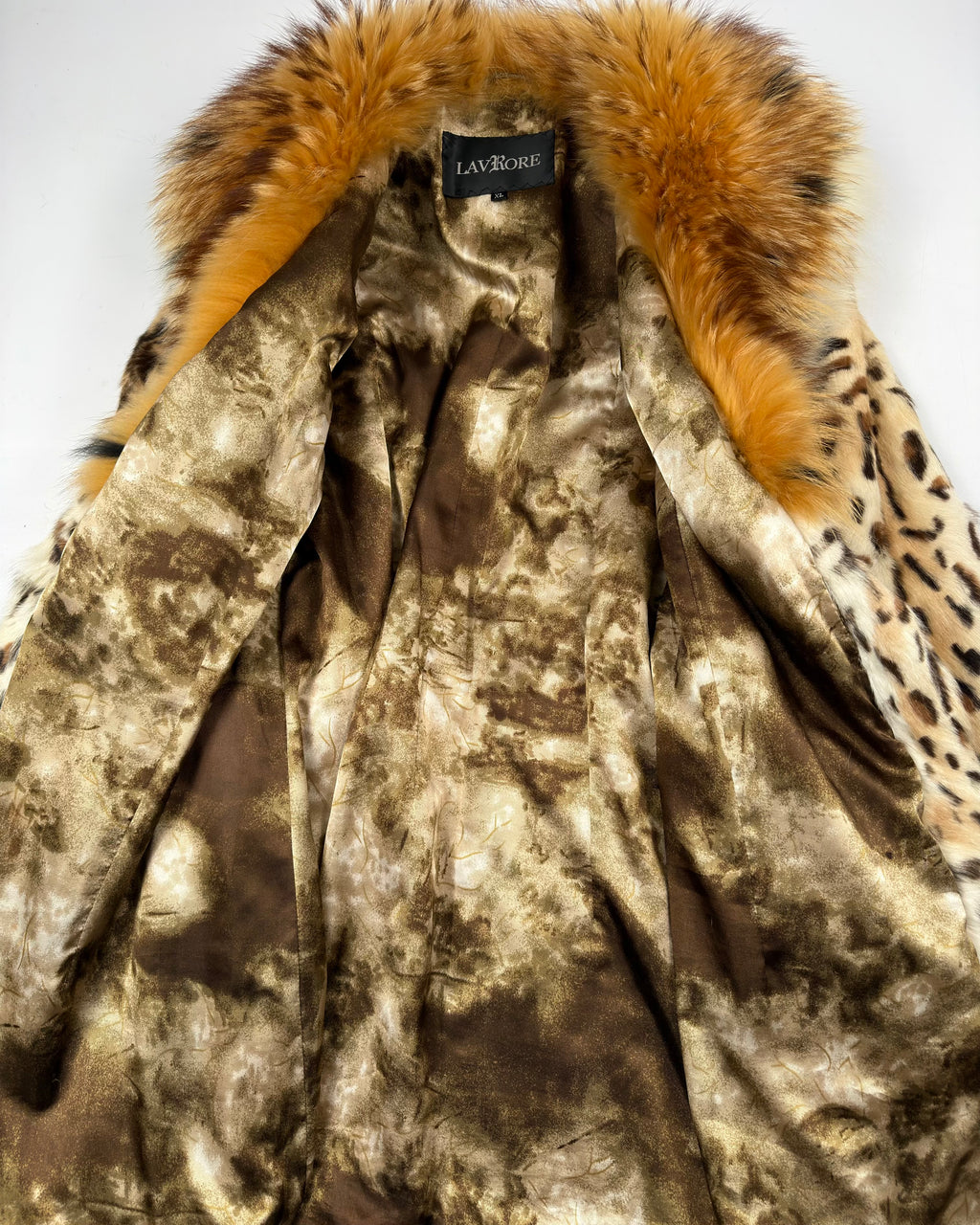Vintage Leopard Print Jacket with Fox Collar — S/M