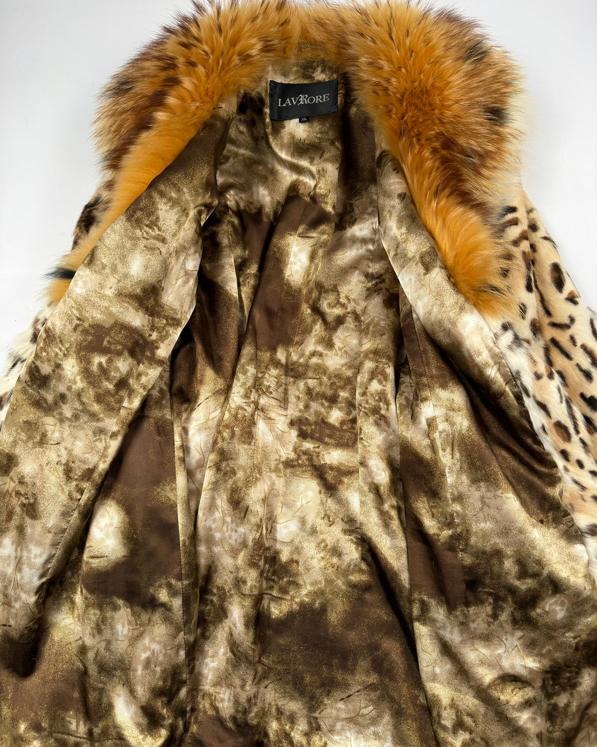 Vintage Leopard Print Jacket with Fox Collar — S/M