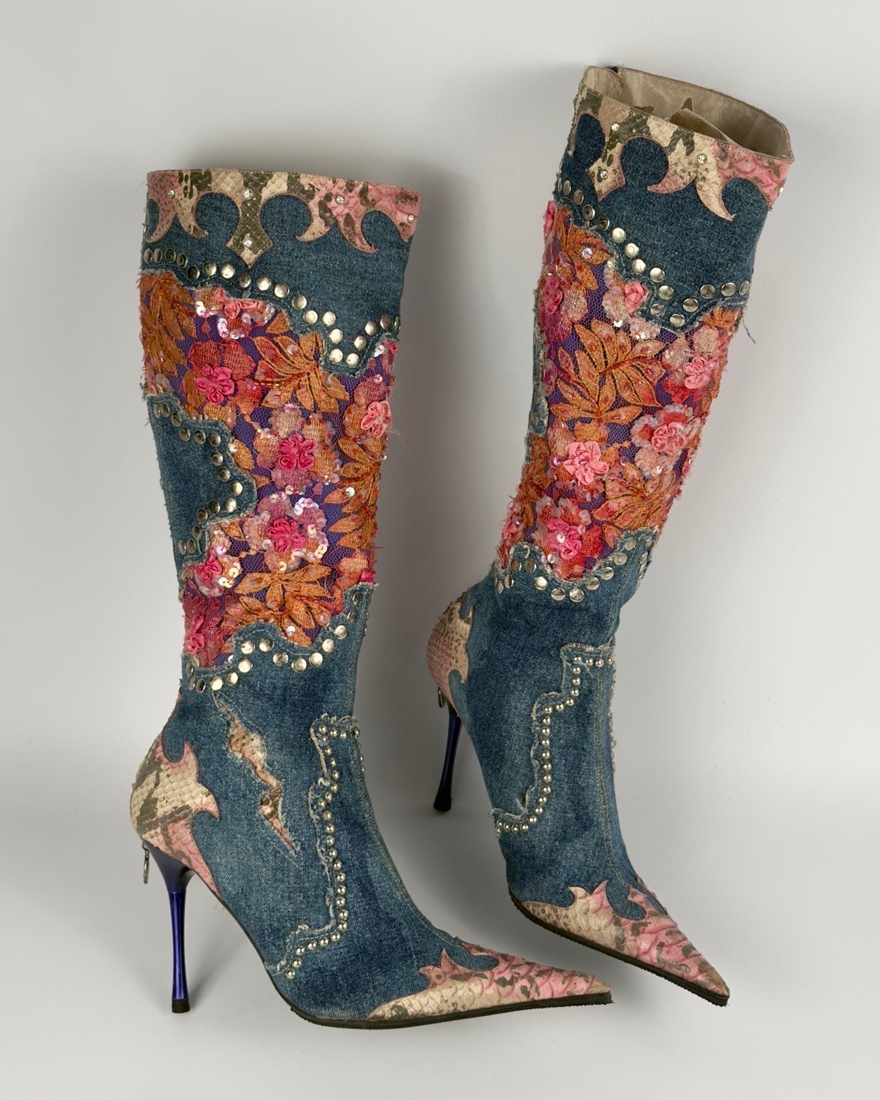 El Dante’s Couture Vintage Denim Boots