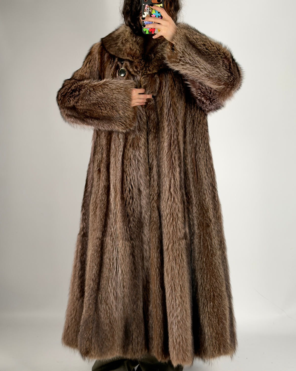 Vintage Brown Fur Coat — M/XL
