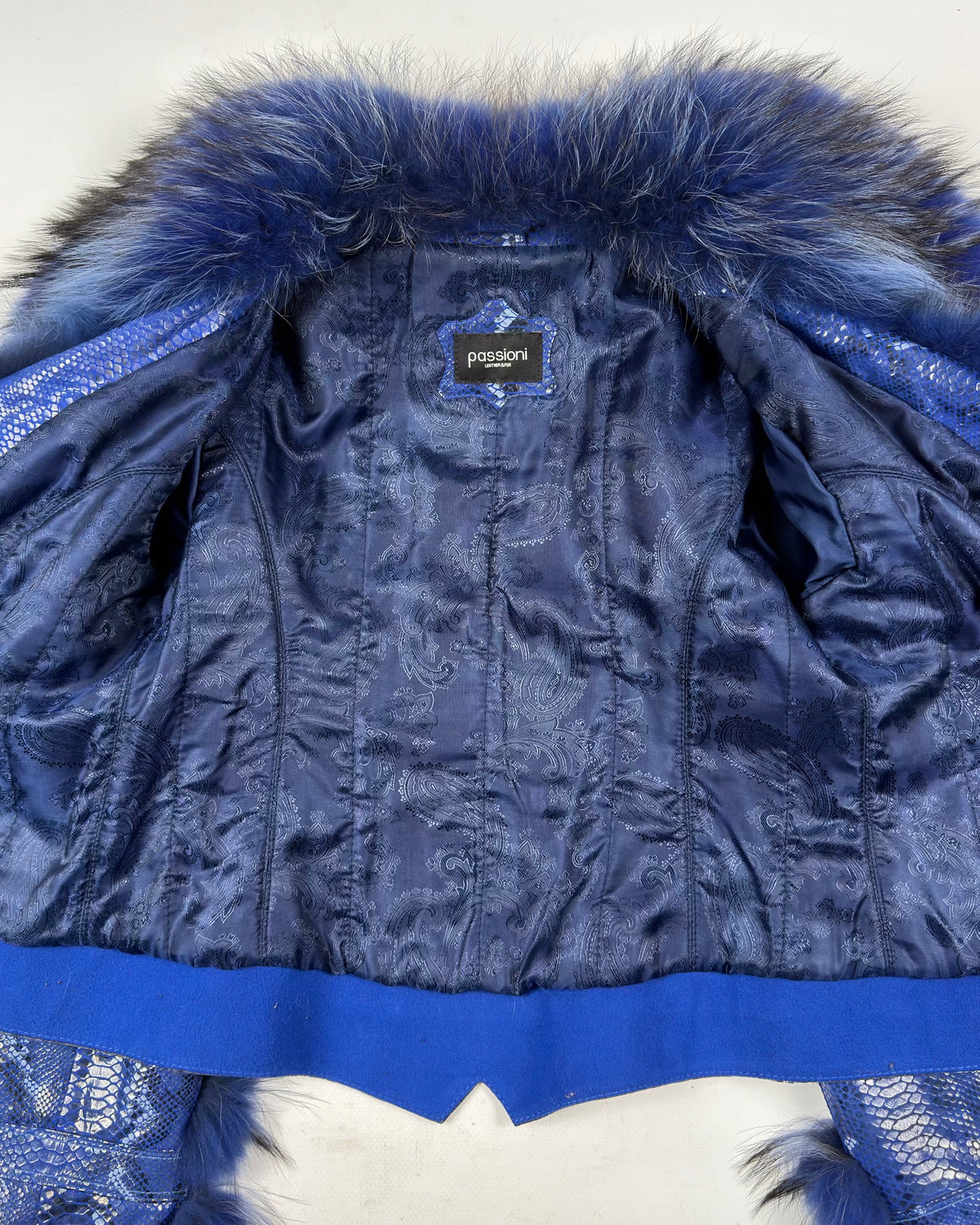 Vintage Blue Faux Leather Jacket — S/M