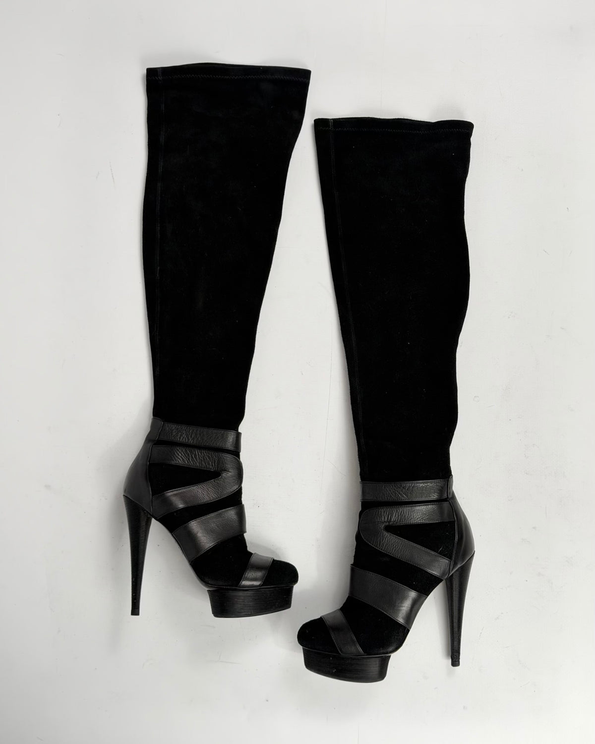 Le Silla Vintage Platform Over The Knee Suede Boots — 38