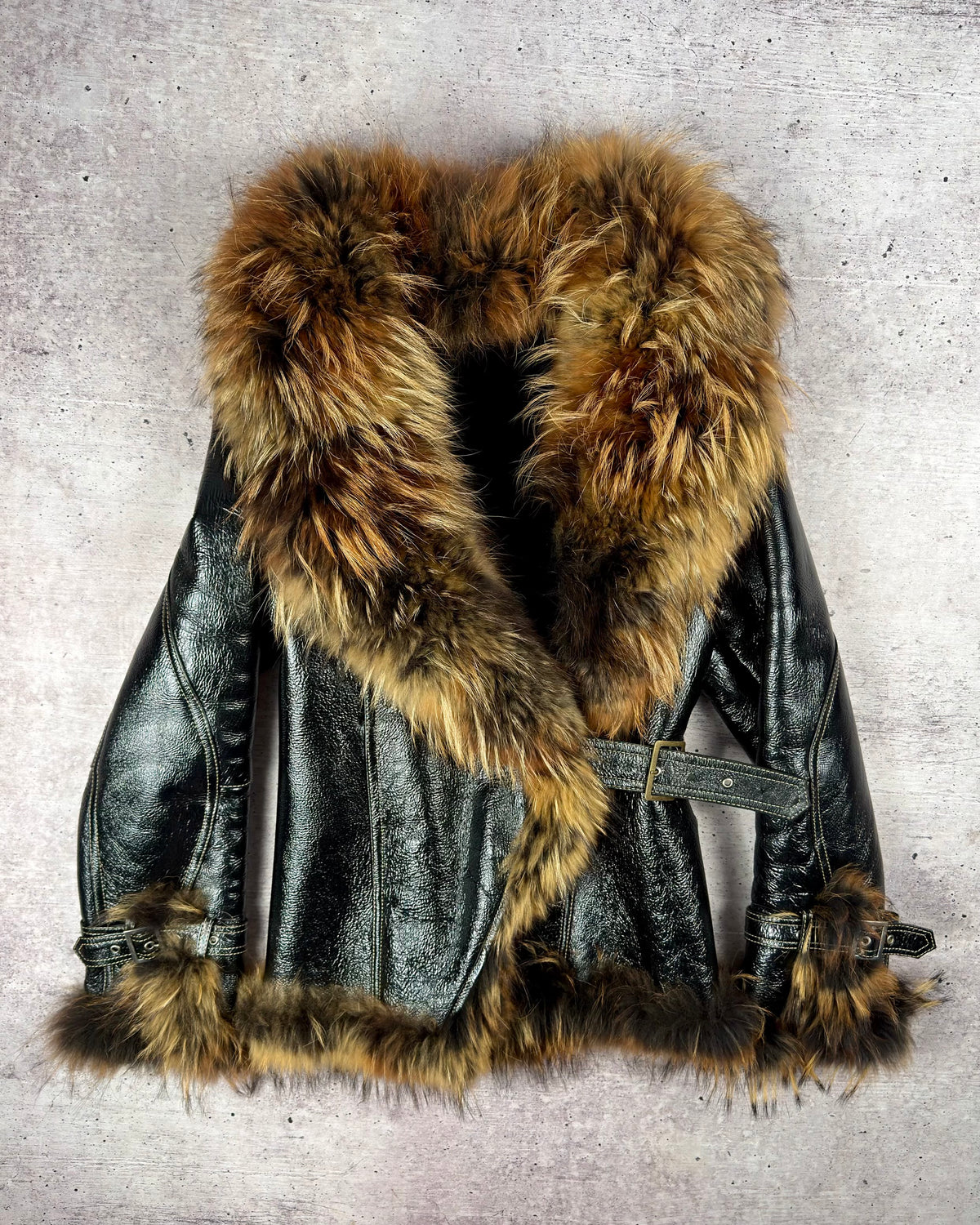 Vintage Fur Shearling Leather Jacket — L