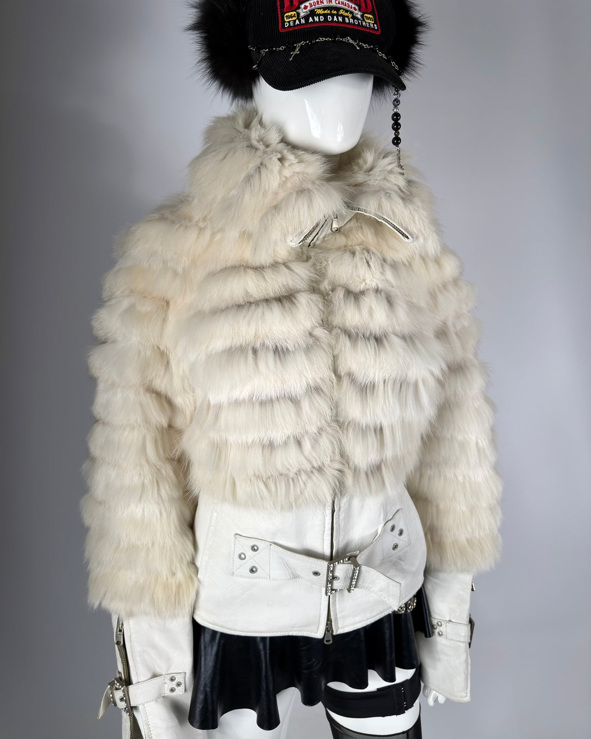 Vintage Fur Leather Jacket — M