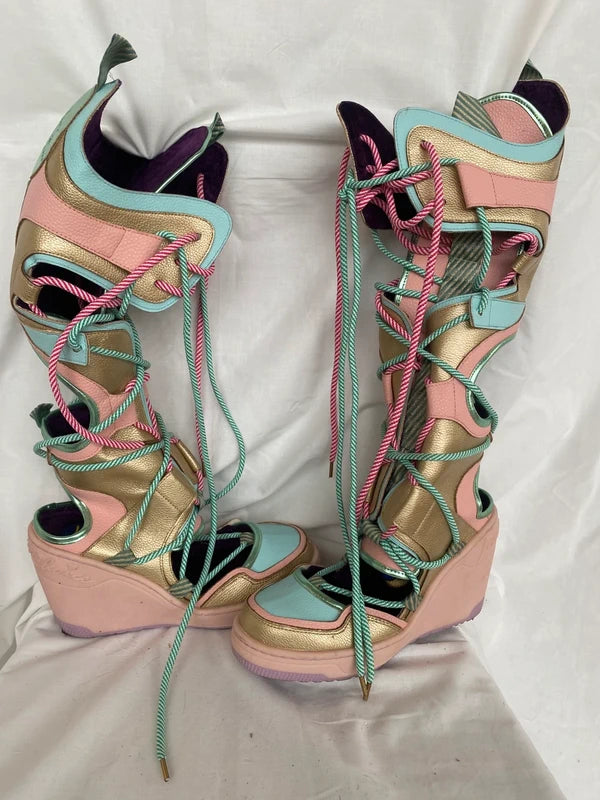 Irregular Choice "Touch Down" platform wedge gladiator boots — 39