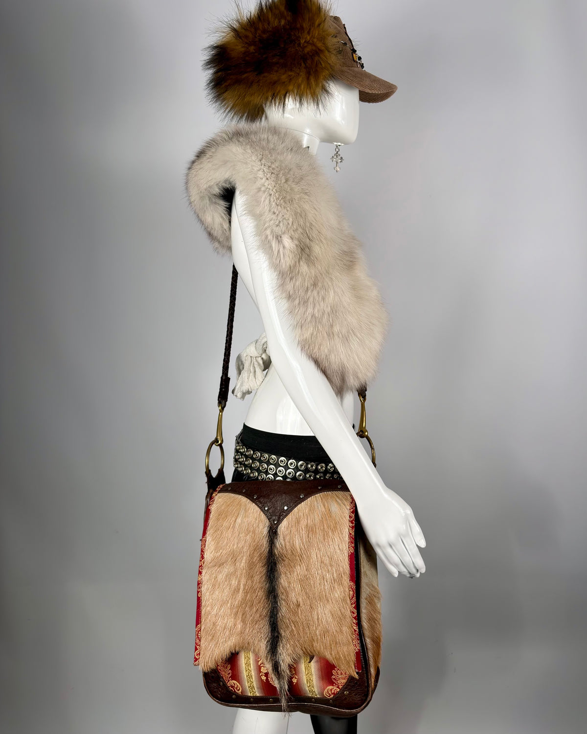 Vintage Fur Leather Cowhide Bag
