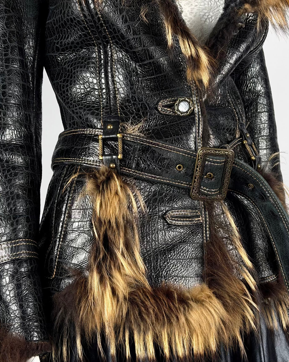 Vintage Fur Leather Jacket — XS/M