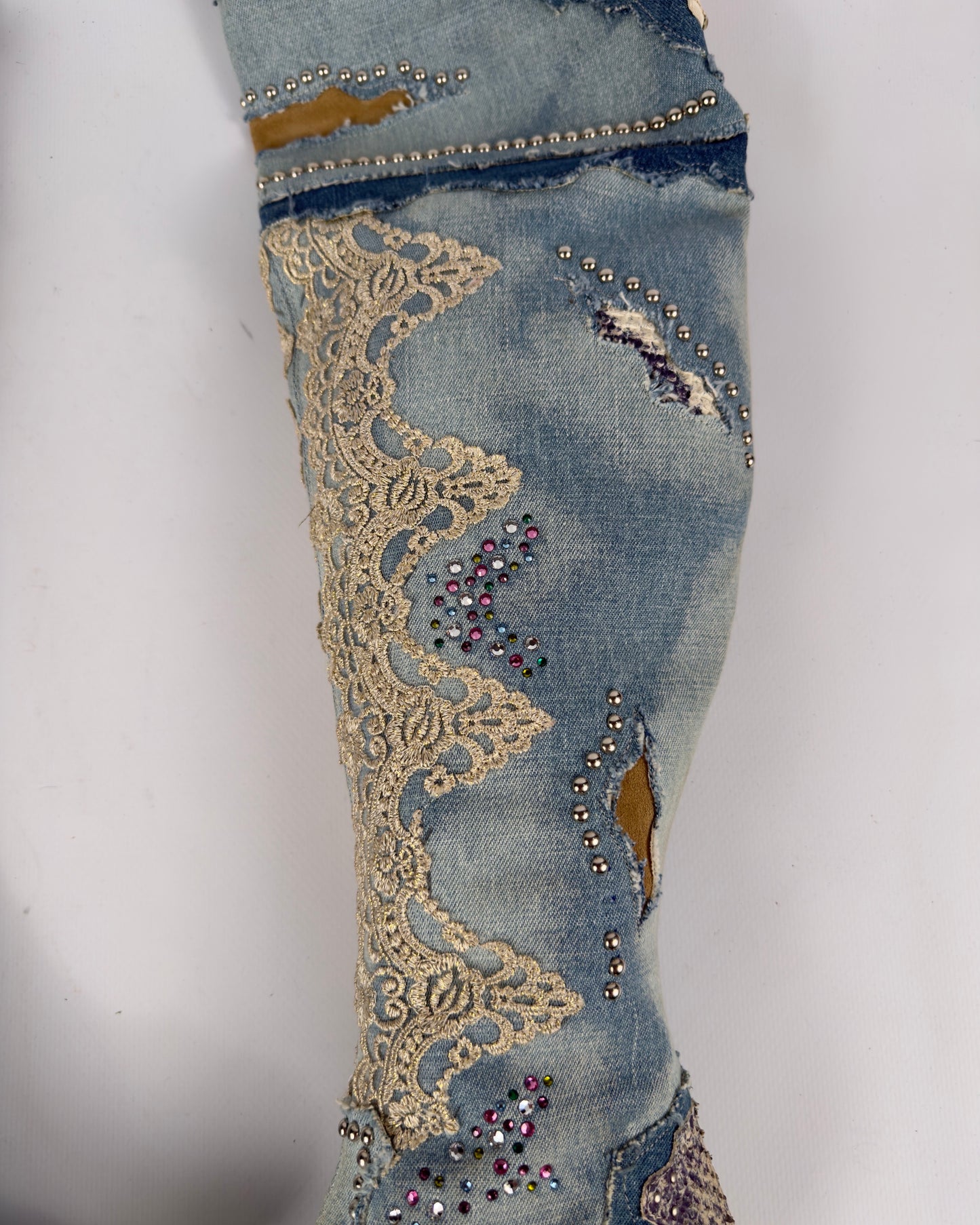 El Dante’s Couture Vintage Denim Boots — 38/39