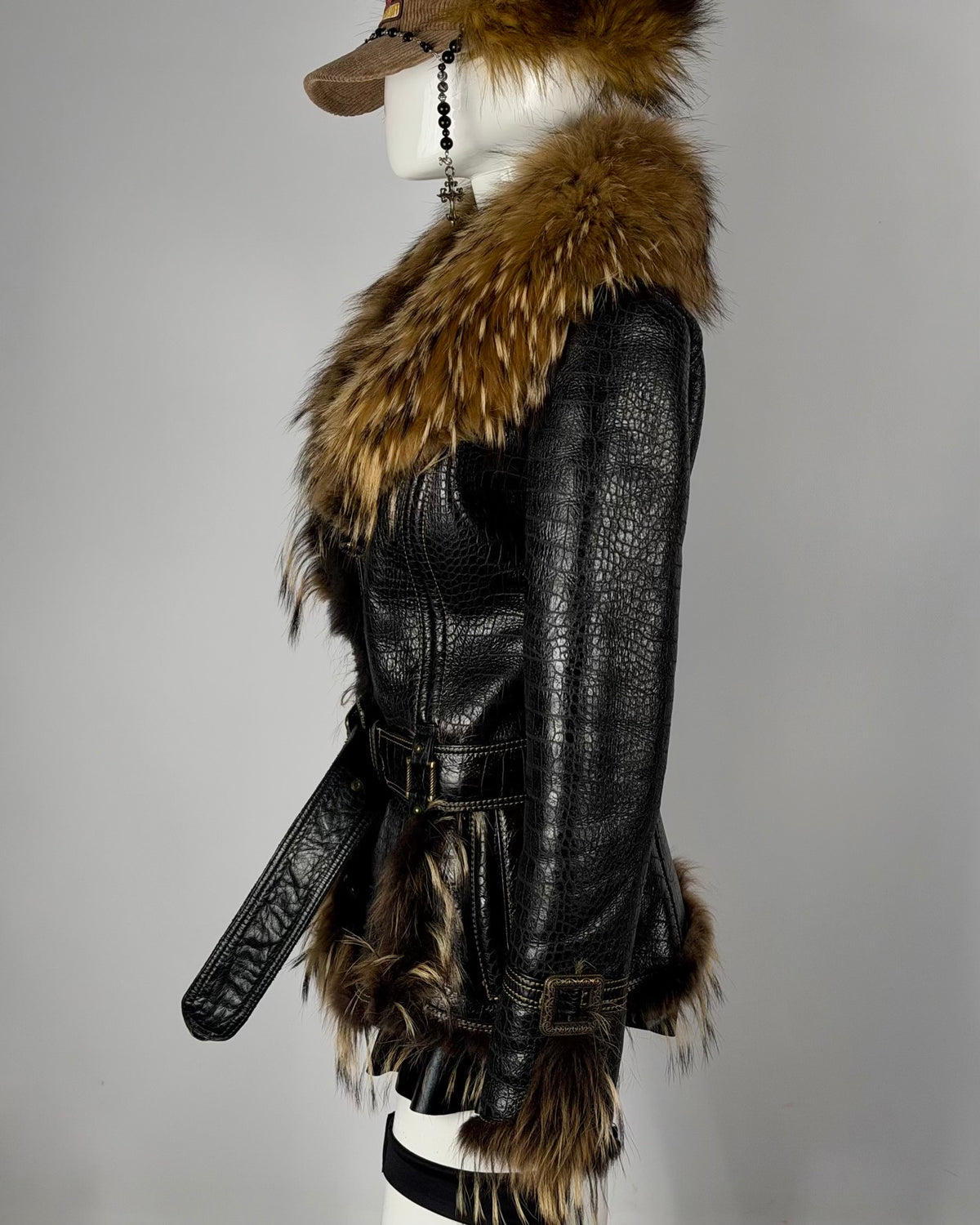 Vintage Fur Leather Jacket — XS/M