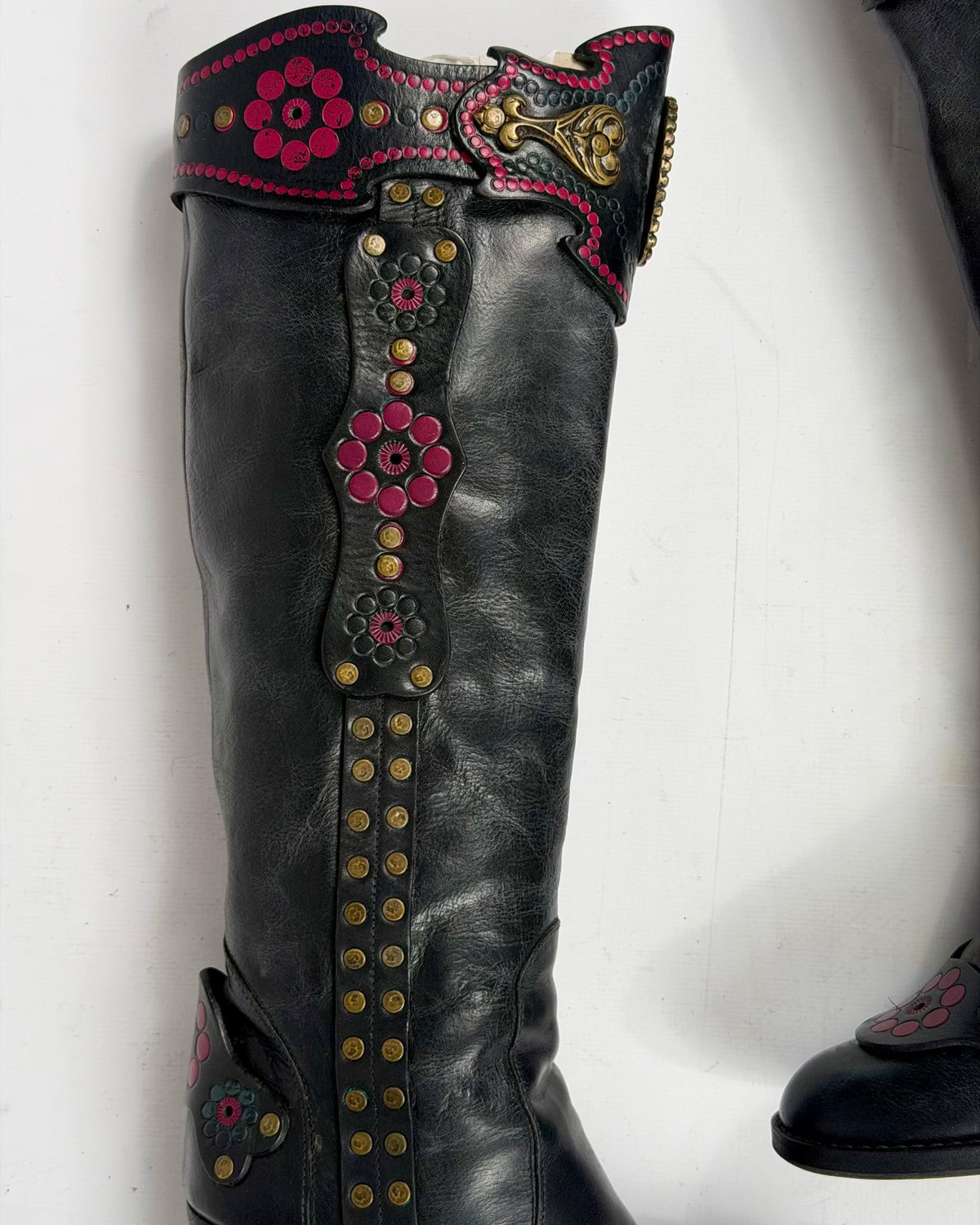 Anna Sui Vintage Leather Cowboy Boots — 37